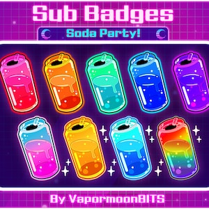 Discord、Twitch、ストリーミング用のクールでカラフルなソーダバッジ • Twitch Emotes | Vaporwave | Bit Badges