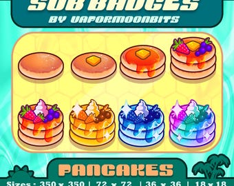 Delicious Pancake Sub Badges for Twitch, Discord, and Streaming • Bits | Breakfest Food | Food Emotes | Roles