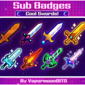 Sword Badges for Twitch, Discord, and Streaming • Sub Badges | Emotes | Twitch Roles | Bit Badges