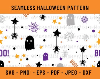 Halloween Seamless Pattern SVG | Cute Halloween SVG | Cute Halloween SVG | Spooky png | svg for cricut | Instant download file | teacher svg