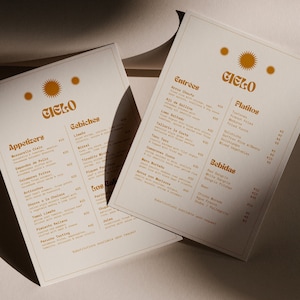 Plantilla de menú de restaurante minimalista dorado / Menú editable / Menú de bar / Menú de bebidas / Menú de cafetería / Menú de restaurante / Descarga instantánea