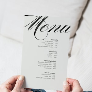 Modello di menu cocktail con script / Menu modificabile / Moderno / Elenco bevande / Menu bar / Open bar / Menu bevande / Menu ristorante / Download istantaneo