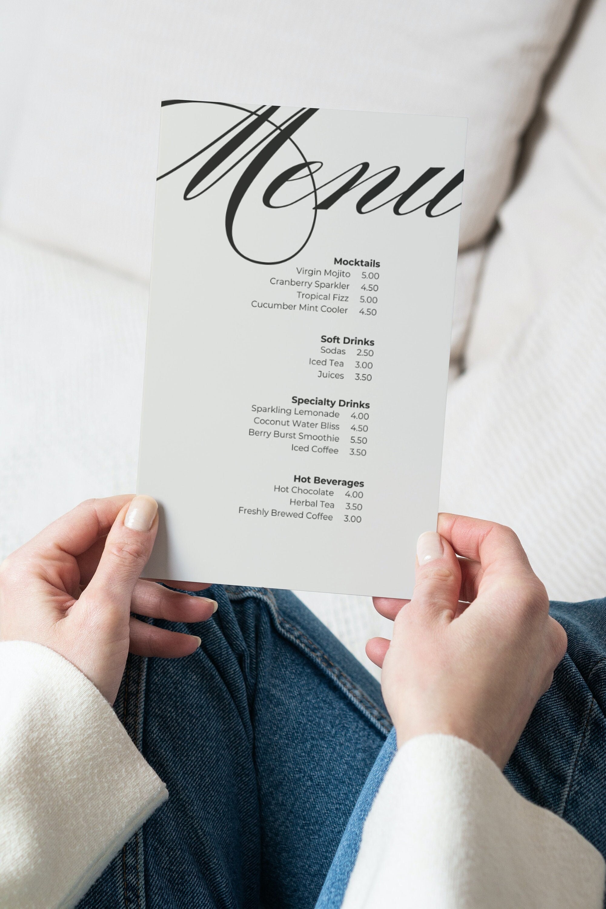 Script Cocktail Menu Template | Editable Menu | Modern | Drinks List ...