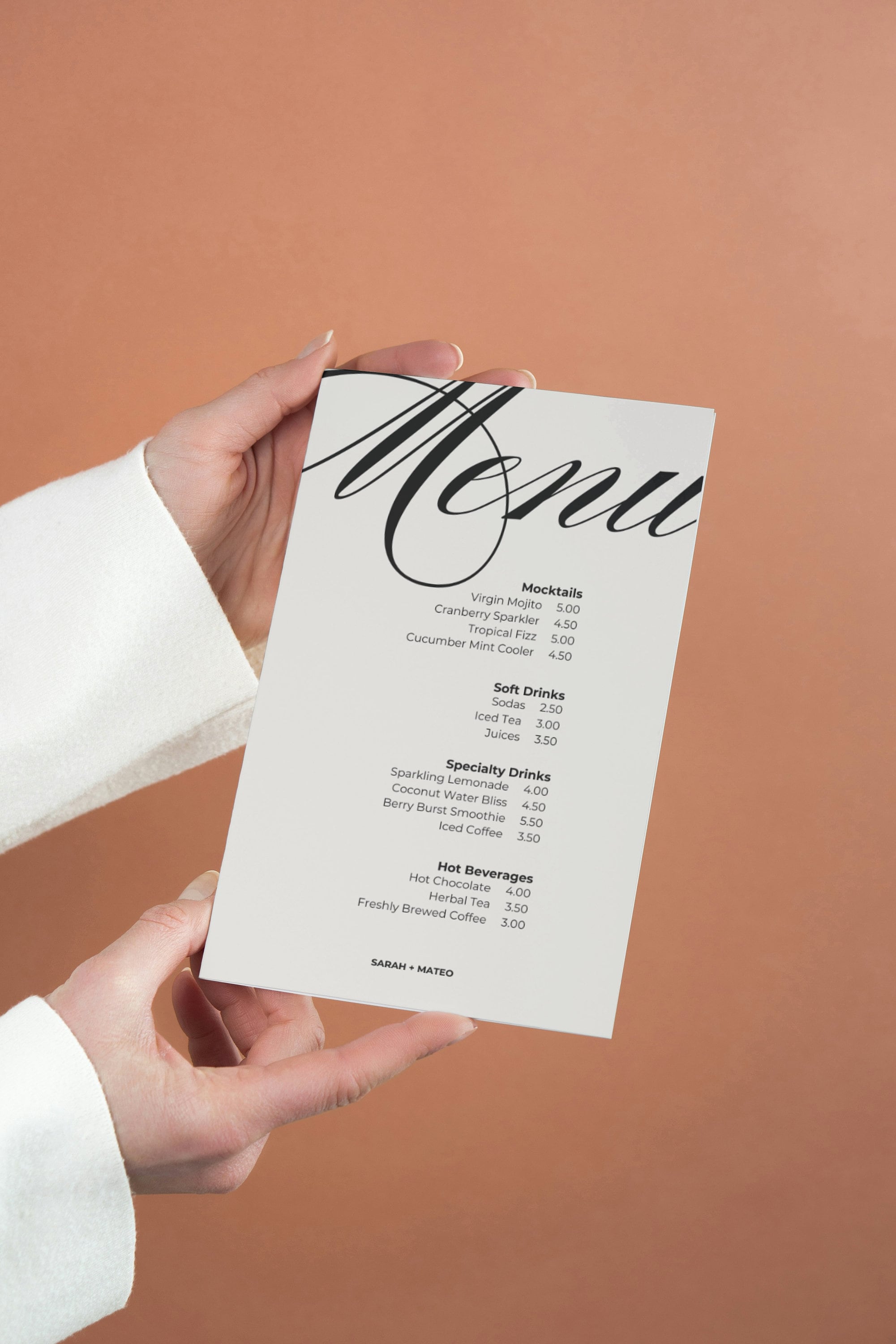 Script Cocktail Menu Template | Editable Menu | Modern | Drinks List ...