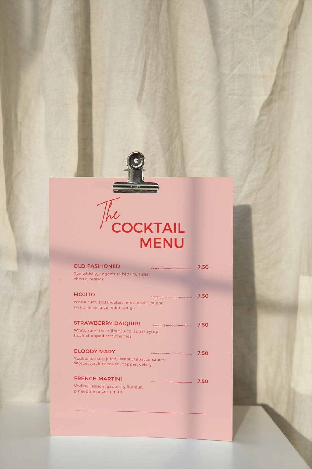 The Cocktail Menu Template Editable Menu Modern Drinks List Bar Menu 