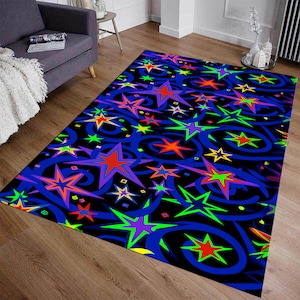 Arcade Stars Rug, Bowling Alley Carpet, Arcade Bar Carpet, Retro Rug, Arcade Bar Rug, Arcade Rug, 80s Rug, Retro Arcade