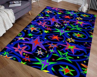 Arcade Stars Rug, Bowling Alley Carpet, Arcade Bar Carpet, Retro Rug, Arcade Bar Rug, Arcade Rug, 80s Rug, Retro Arcade