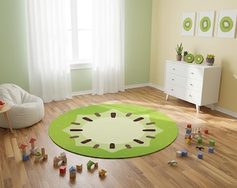 Kiwi Rug, Round Kitchen Carpet, Fruit Décor, Cute Nursery Play Mat, Kids Room Rug, Housewarming Gift