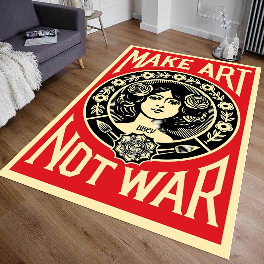 Peace Rug Resolution Peace Rug, Make Art Stop Wars Rug, Anti War Art Rug, Make Love Not War ...