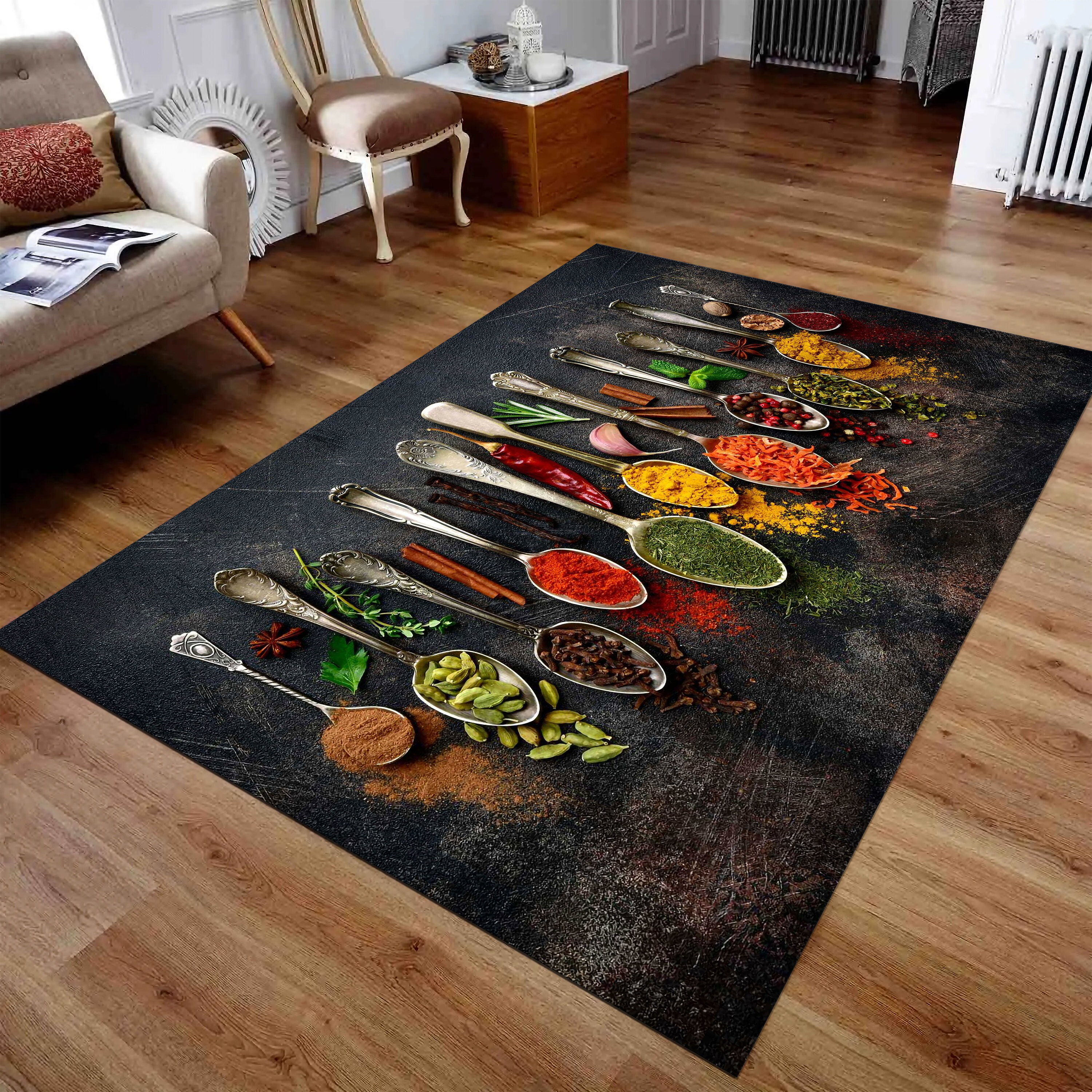 Kitchen Spices Rug Design Kitchen Rug Decorative Kitchen - Etsy