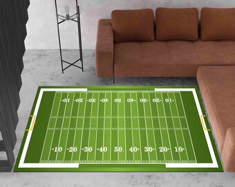 Football Custom Rug American Football Rug, Soccer Field Rug, Custom Team Logo Rug, Washable ...