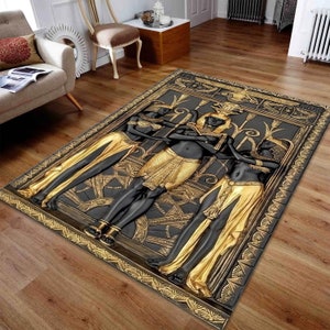 Egypt Rug, Hieroglyph Rug, Anubis Rug, Ancient Rug, Egyptian Decor, For Living Room, Cool Rug, Area Rug, Housewarming Gift, Home Decor