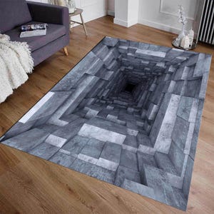Tunnel Rug, Optical Illusion Rug, Illusion Rug, Rectangular Illusion Rug, Vortex Illusion Rug, 3D Effect, For Living Room Rug