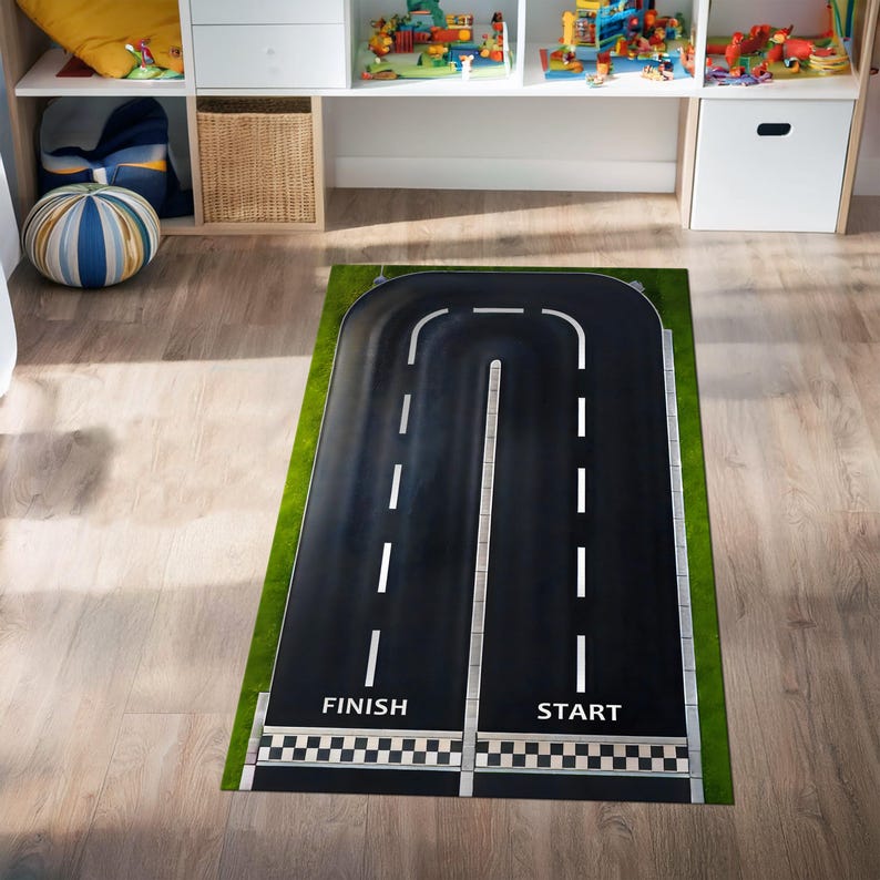 Race Track, Racetrack Rug, Start Line, Finish Line, Race Road Rug