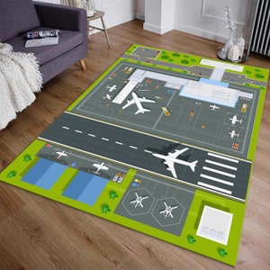 Airport Map Krabbeldecke, Kinderspielteppich, Kinderzimmer Dekor, Spielhaus Teppich, Kinder Krabbeldecke