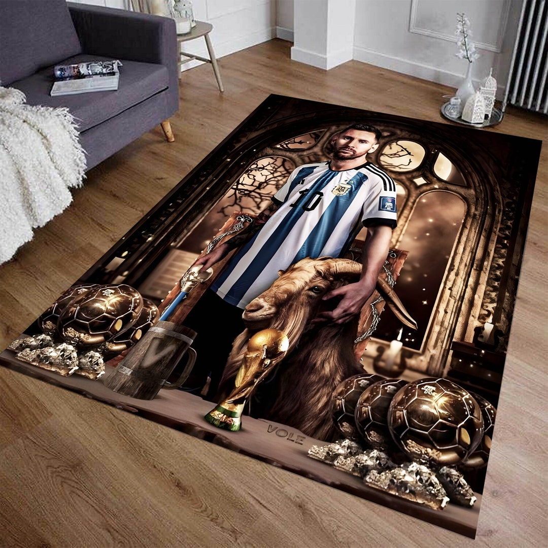 Lionel Messi Rug, Football Rug, Sports Mat, Legend, World Cup Carpet ...