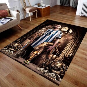 Lionel Messi Rug, Football Rug, Sports Mat, Legend, World Cup Carpet ...