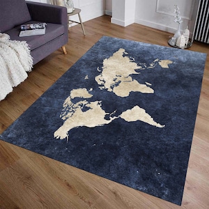 Weltkarte Teppich,Karten Teppich,Cooler Weltkarten Teppich,Designer Teppich,Fantastischer Teppich,Fußmatte,Blauer Teppich