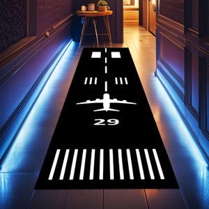 Airport Runway Rug For, Kids Play Area, Plane Lover Rug, Airport Ground Rug, Playroom Rug, Washable and Non Slip Rug