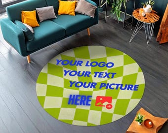 Custom Rug, Personalized Rug, Brand Logo Mat, Personalized Business Mat, Custom Round Rug, Your Image Here Rug, Present Customized Gift Rug
