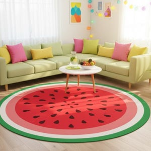 Wassermelonen Teppich, runder Küchenteppich, Obst-Dekor, niedlicher Spielteppich für Kinder, Kinderzimmer, Housewarminggeschenk