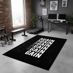 Gain Sportteppich, Fitnessstudio Design Teppich, ästhetischer Teppich, Geburtstagsgeschenk, Fitnessteppich, Wohndekor, waschbar, rutschfest Fußmatte, Turnteppich Bild 2
