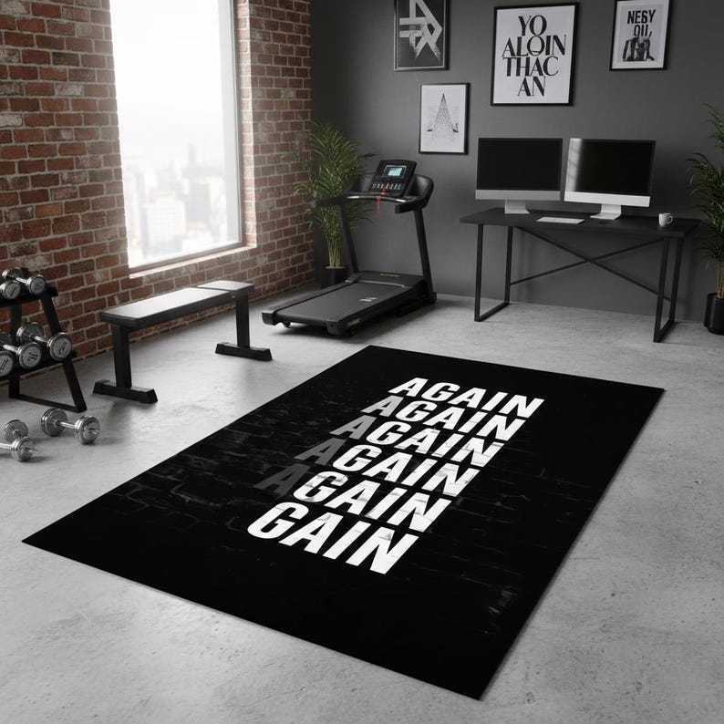 Gain Sportteppich, Fitnessstudio Design Teppich, ästhetischer Teppich, Geburtstagsgeschenk, Fitnessteppich, Wohndekor, waschbar, rutschfest Fußmatte, Turnteppich Bild 2