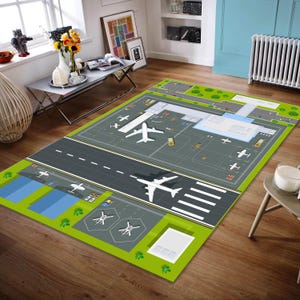 Airport Map Playmat, Runway Rug, Kids Play Rug, Kids Room Decor, Child Room Decor, Playhouse Rug, Kids Playmat image 4