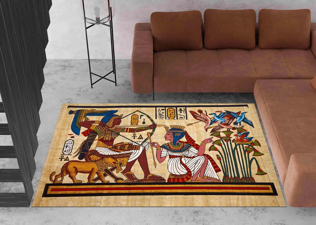 Egypt Rug, Hieroglyph Rug, Anubis Rug, Ancient Rug, Egyptian Decor, for