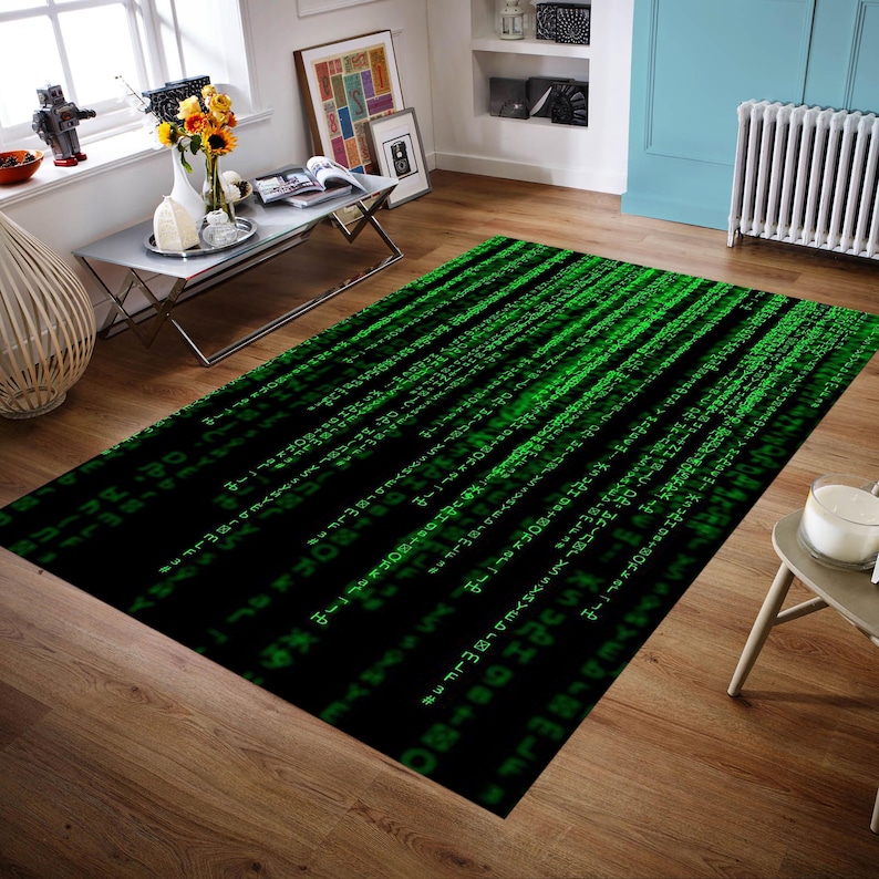 Hacker Rug, Binary Code Pattern Rug, Cyber Hacker Rug, Code Pattern Rug ...