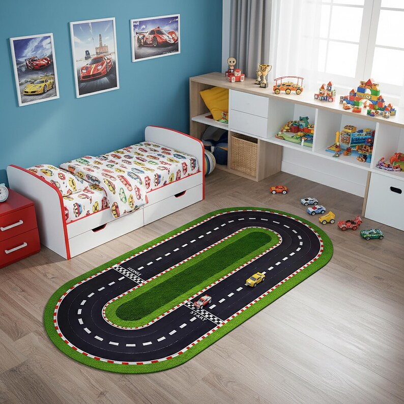 Race Track, Racetrack Rug, Start Line, Finish Line, Race Road Rug ...