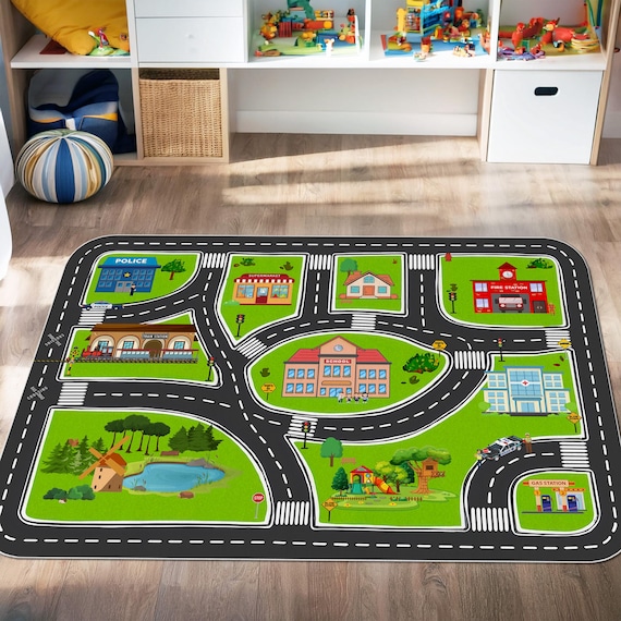 Tappeto Gioco Bambini Con Strade - 80x120 Cm, Antiscivolo E Lavabile | Per Cameretta, Divertente Ed Educativo - Foto 4