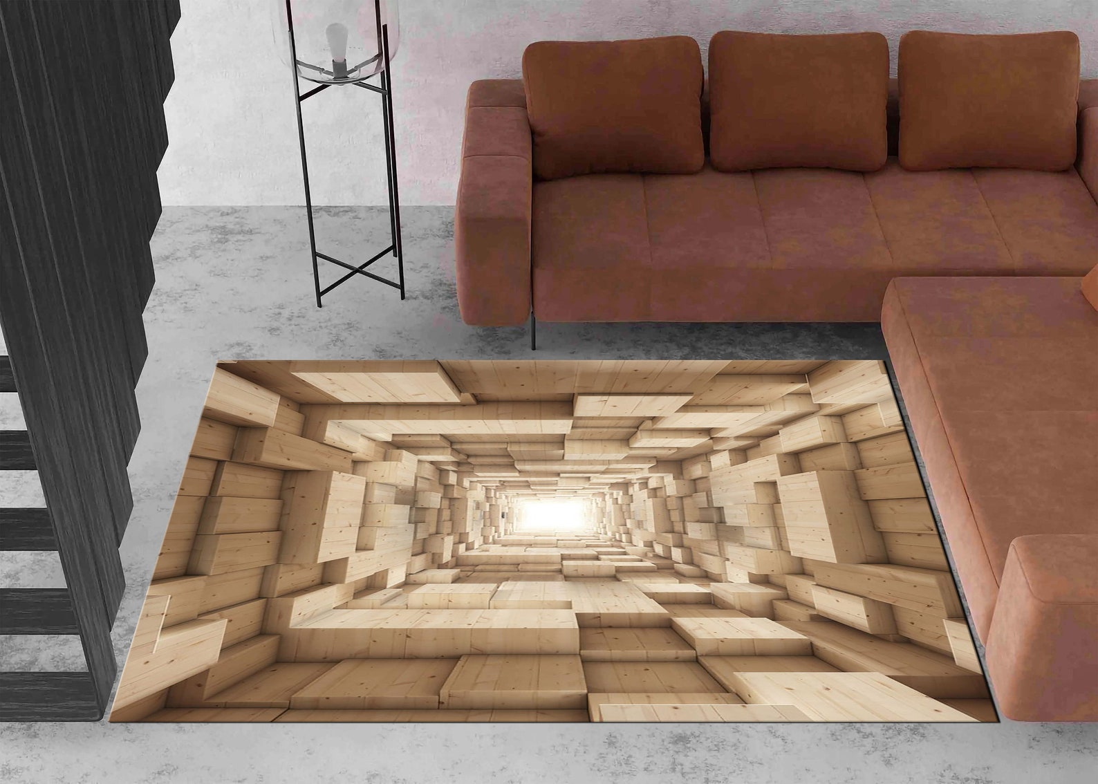 Tunnel Rug, Optical Illusion Rug, Illusion Rug, Rectangular Illusion