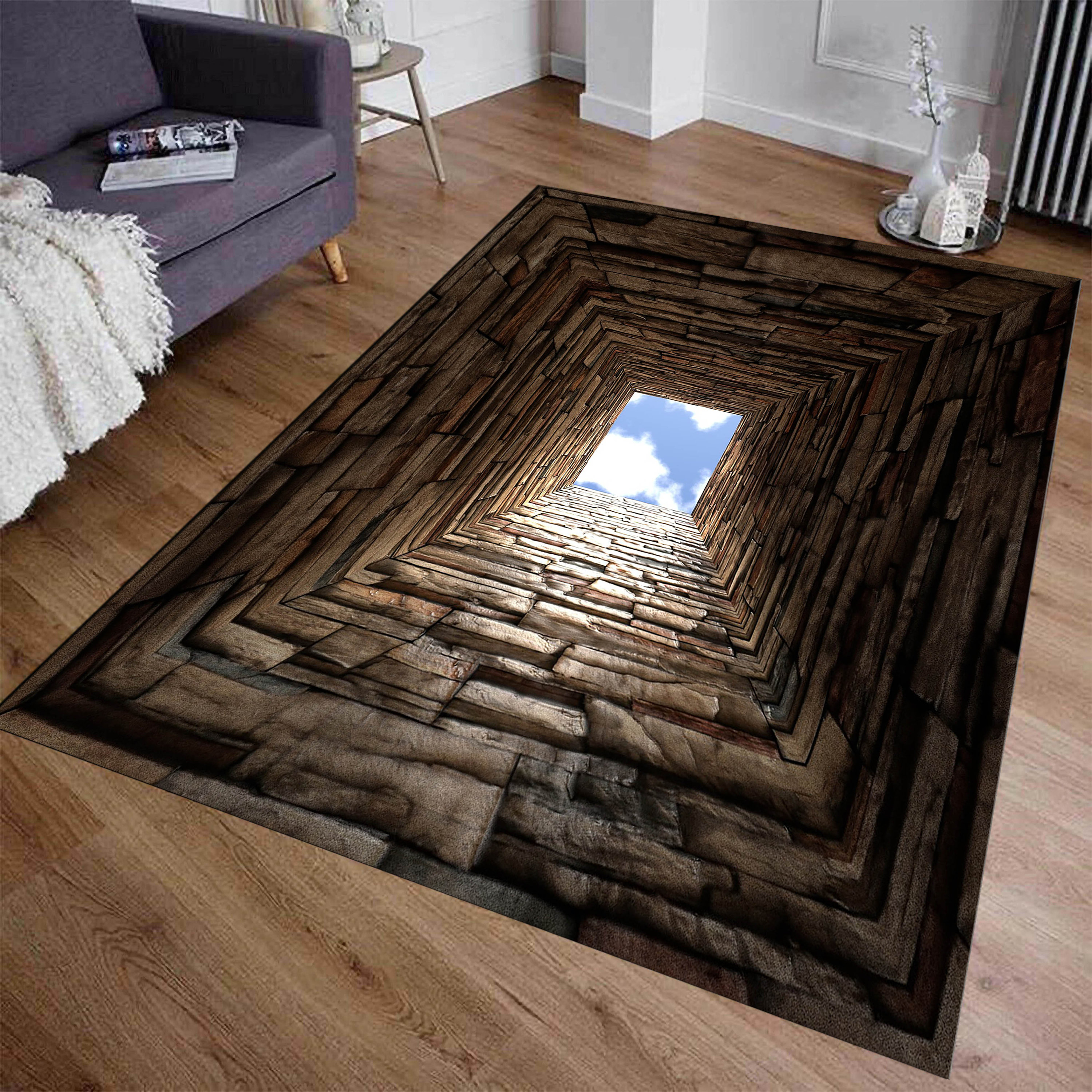 3D Rug, Illusion Rug, 3D Huge Crack in living room Rug, Optical Illusion Rug, 3D Graffiti Rug