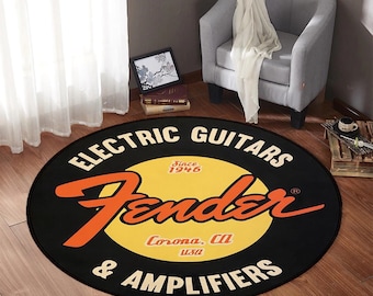 Fender Teppich, Runder Teppich, Rock Teppich, Samt Bedruckter Teppich, Für Musik Zimmer, Schlafzimmer Zuhause Dekorativer Teppich