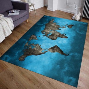 Kaartentapijt, cool wereldkaarttapijt, populair kaarttapijt voor thuis, wereldkaarttapijt, vloerkleed, designtapijt, fantastisch tapijt, deurmat, blauw tapijt