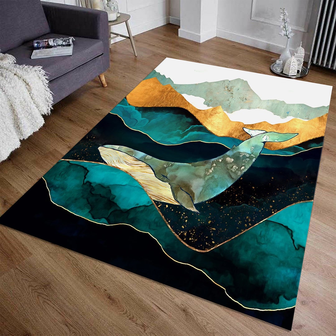 Whale Design Rug, Whale Design Rug, Whale Carpet, Underwater Rug, Fish