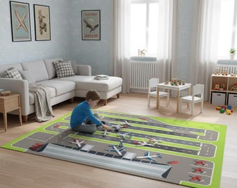 Alfombra de pista de aterrizaje, alfombra decorativa de aeropuerto, alfombra de avión, alfombra de plataforma, alfombra para habitación infantil, decoración para habitación de niños, tapete de juego, regalo de cumpleaños, alfombra popular, alfombra de área para piso