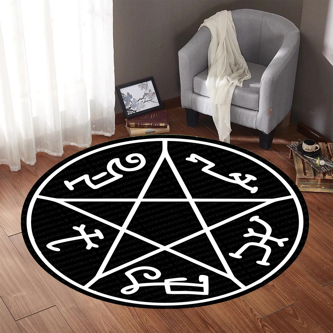 Pentacle Rug, Devil's Trap Round Rug, Pentacle Symbol Rug, Star Round ...