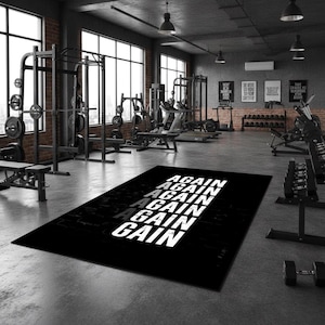 Gain Sportteppich, Fitnessstudio Design Teppich, ästhetischer Teppich, Geburtstagsgeschenk, Fitnessteppich, Wohndekor, waschbar, rutschfest Fußmatte, Turnteppich Bild 1