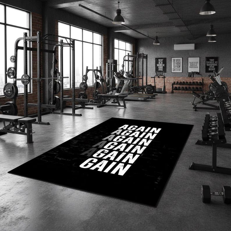 Gain Sportteppich, Fitnessstudio Design Teppich, ästhetischer Teppich, Geburtstagsgeschenk, Fitnessteppich, Wohndekor, waschbar, rutschfest Fußmatte, Turnteppich Bild 1