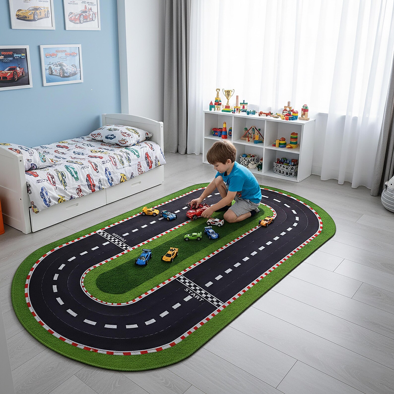 Race Track, Racetrack Rug, Start Line, Finish Line, Race Road Rug ...