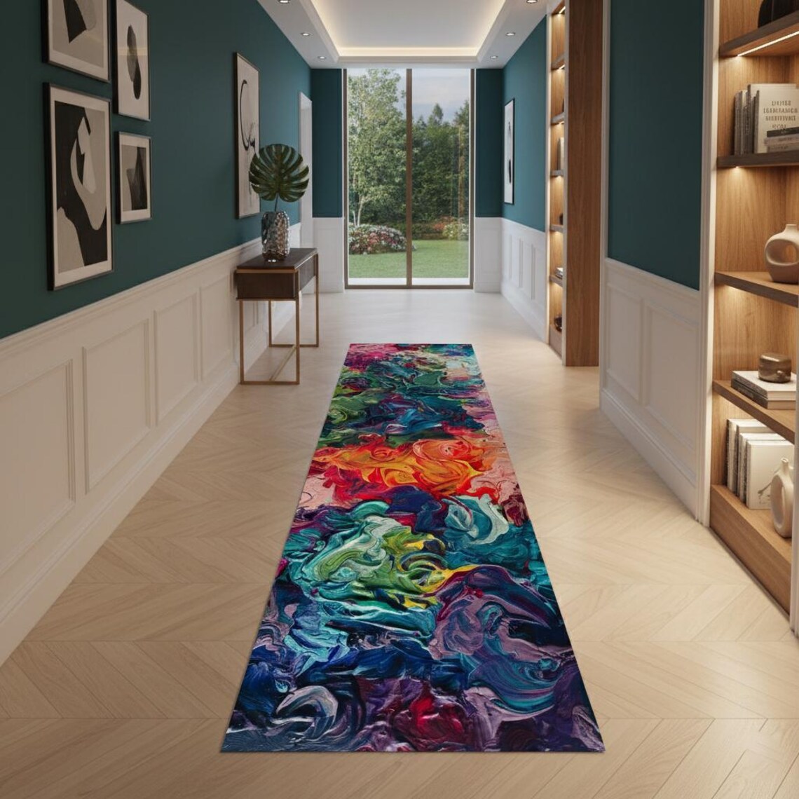 Colorful Runner Design Rug, Abstract Runner Rug, Colorful Rug, Corridor ...