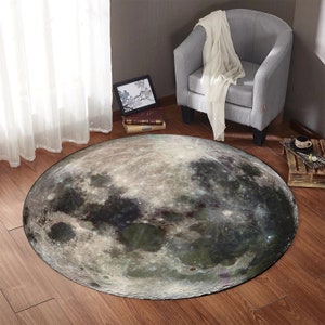 Moon Round Rug, Moon Decor, Moon Rug For Livingroom, Kids Rug, Space Rug