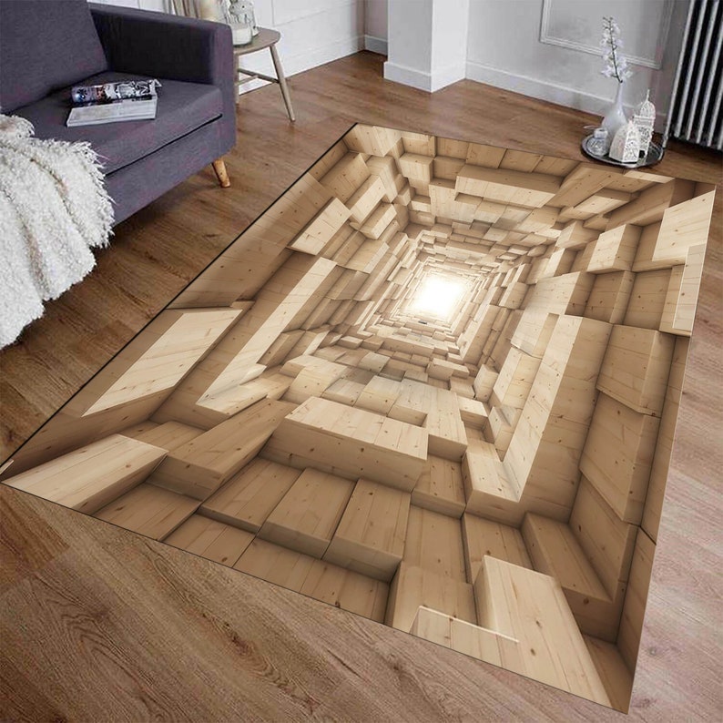 Tunnel Rug, Optical Illusion Rug, Illusion Rug, Rectangular Illusion