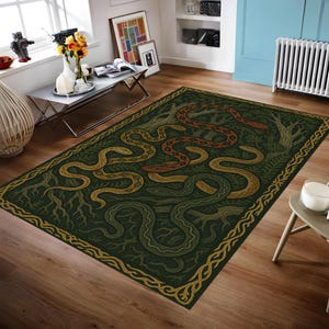 Gothic Snake Rug, Artistic Mystical Rug, Woodland Decor, Dark Academia ...