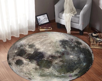Moon Round Rug, Moon Decor, Moon Rug For Livingroom, Kids Rug, Space Rug