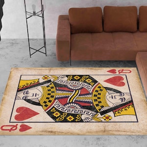 Poker Card Rug, Casino Rug, Queen Carpet, Playing Card Queen Rug, Abstract Artwork, Modern Home Decor, Play Room Home Decor,