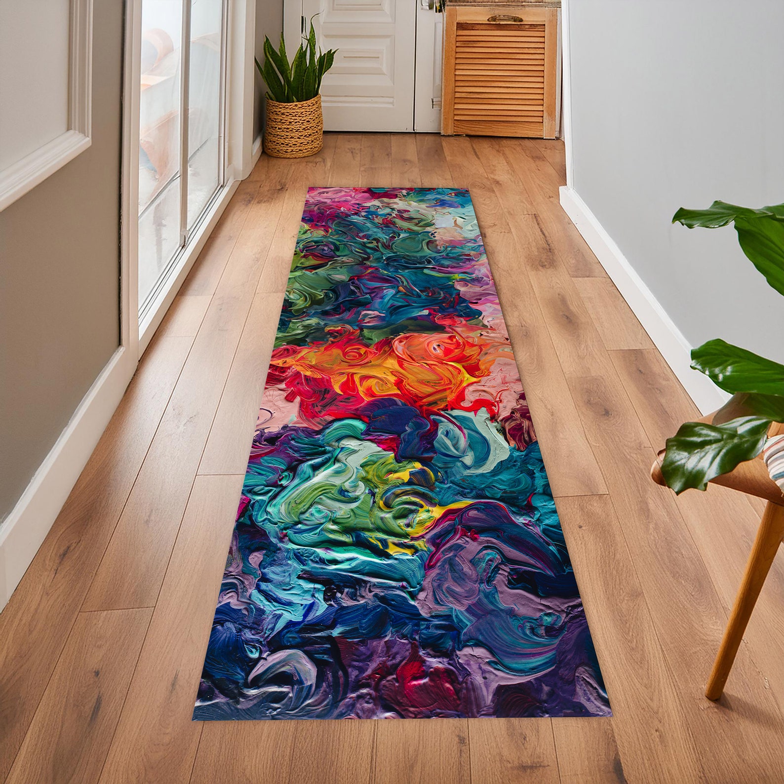 Colorful Runner Design Rug, Abstract Runner Rug, Colorful Rug, Corridor ...