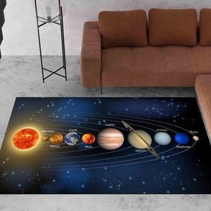 Area Rug, for Bedroom Cartoon Space Planet, Pattern Carpet Rugs, for Children Rooms, Modern Home Decor, Solar System Rug, Educational Rugs